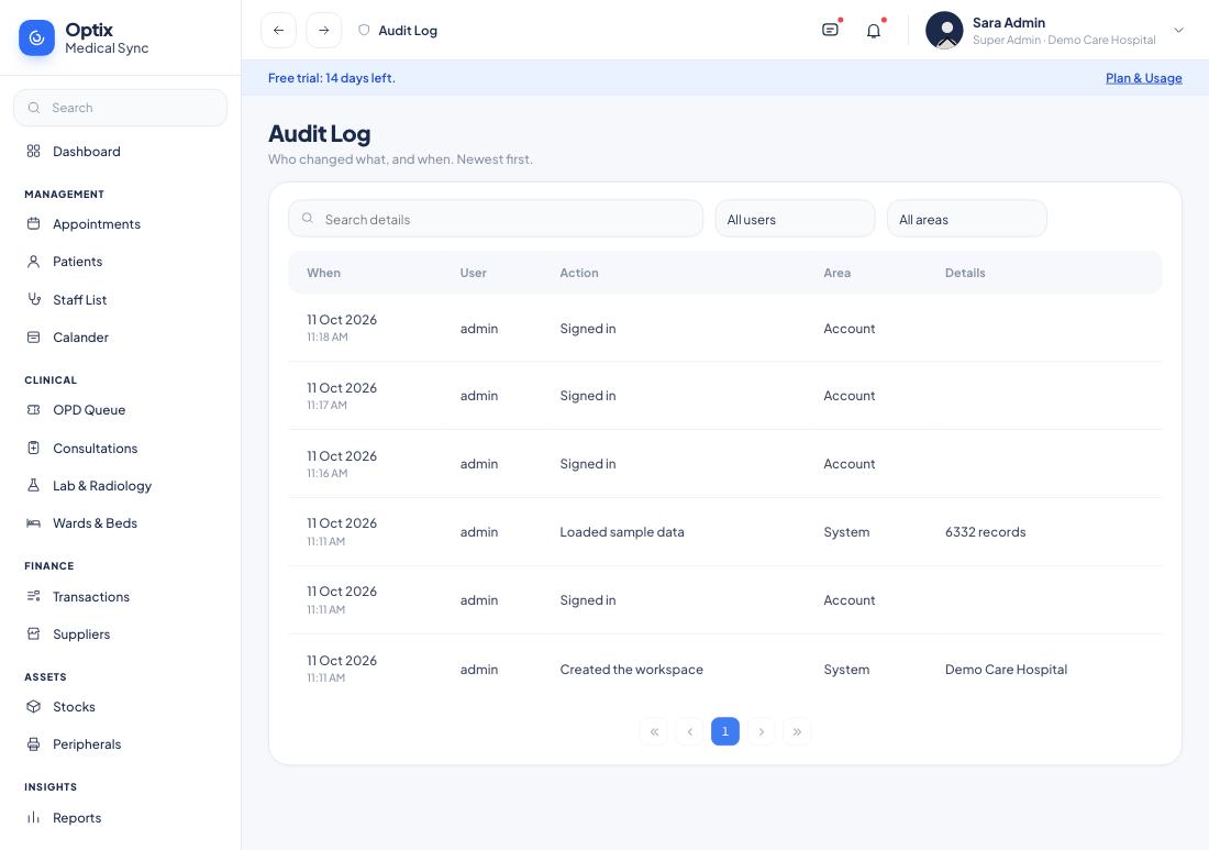 Audit log